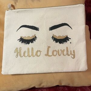 2/$30 Hello Lovely Cosmetic Canvas Lined Pouch